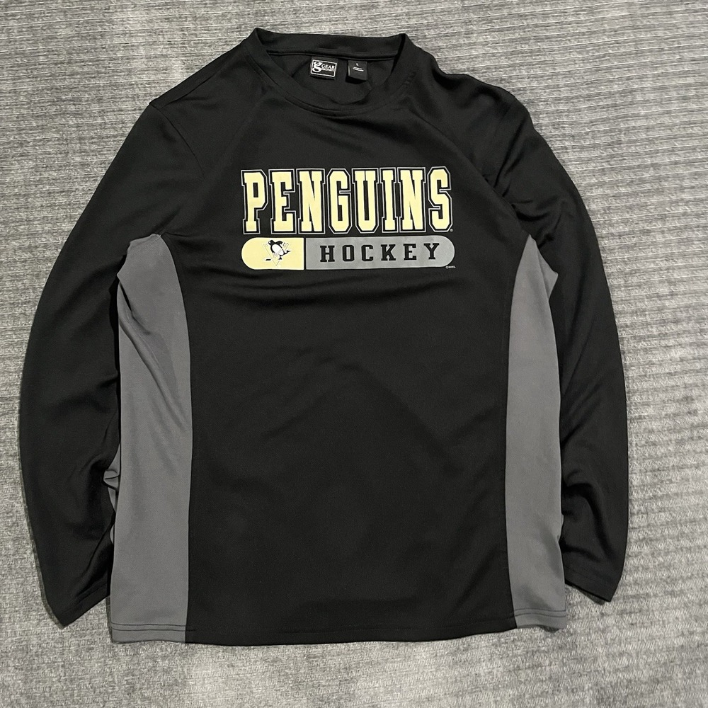 Pittsburgh Penguins Hockey Y2K Long Sleeve Men's Thermal T shirt Large WARM
